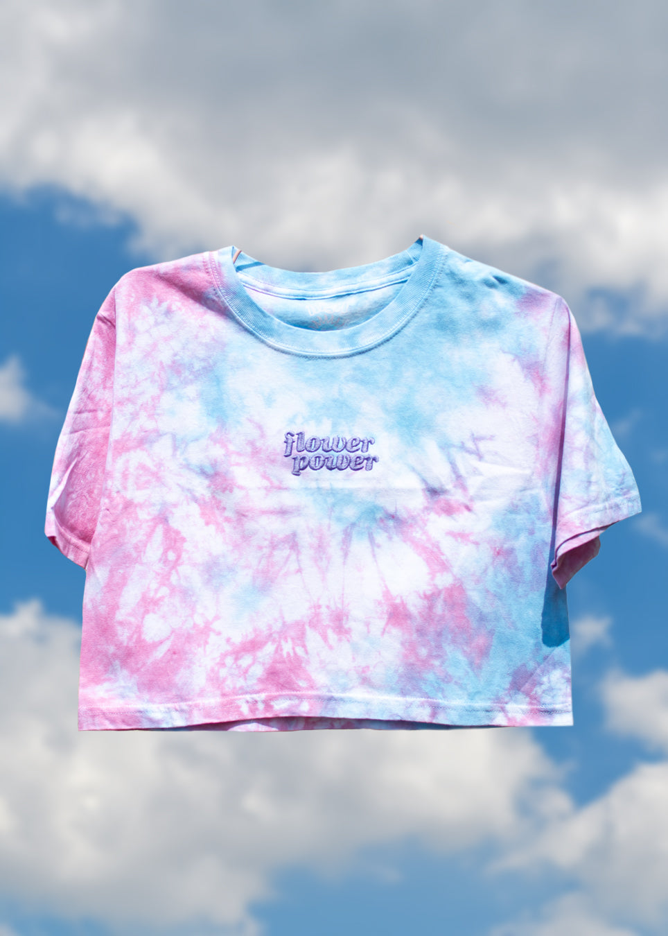 Crop Top "Flower Power" color Tie dye rosa-azul