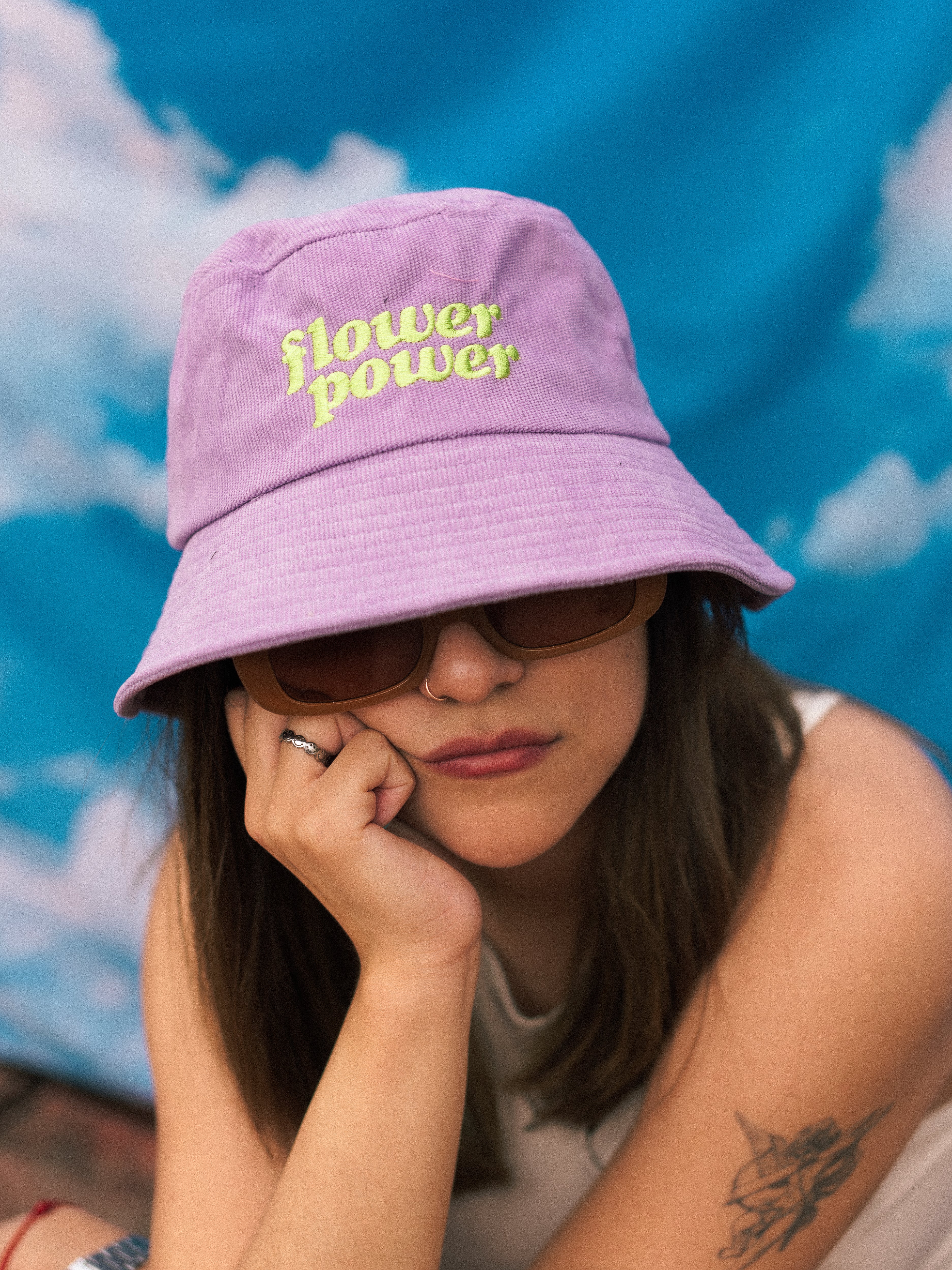 Bucket Hat "Flower Power" color lila